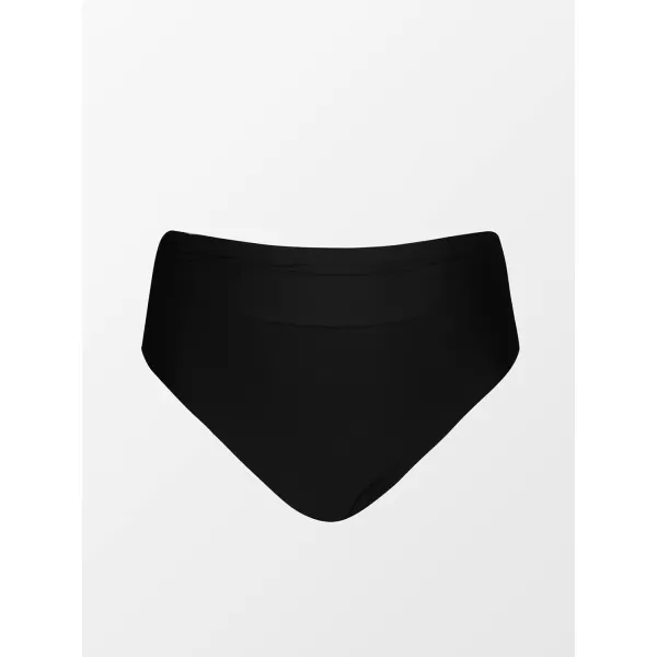 imageCUPSHE Women Swimsuit Plus Size Bikini Bottom High Waisted Modest Widened Band Bathing SuitBlack