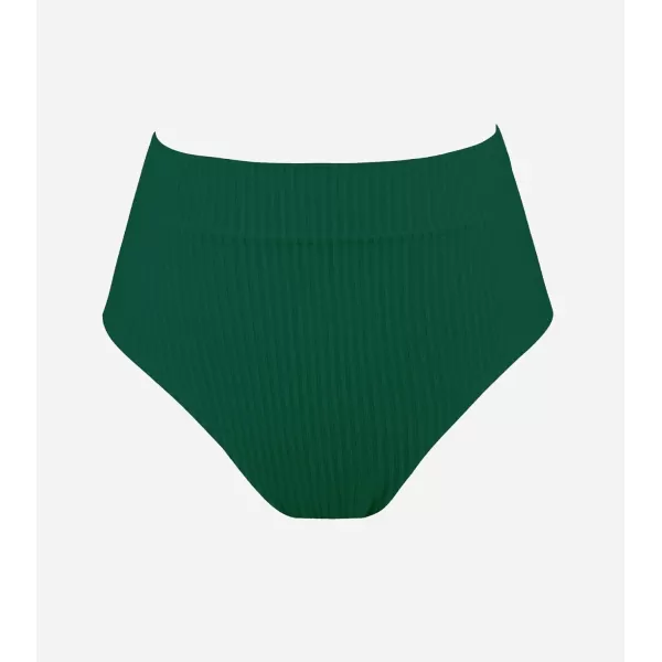 imageCUPSHE Women Swimsuit Plus Size Bikini Bottom High Waisted Ribbed Texture Modest Widen Band Bathing SuitGreen