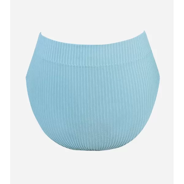 imageCUPSHE Women Swimsuit Plus Size Bikini Bottom High Waisted Ribbed Texture Modest Widen Band Bathing SuitLight Blue