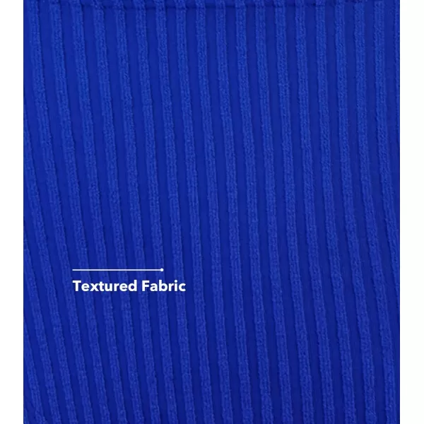 imageCUPSHE Women Swimsuit Plus Size Bikini Bottom High Waisted Ribbed Texture Modest Widen Band Bathing SuitRoyal Blue