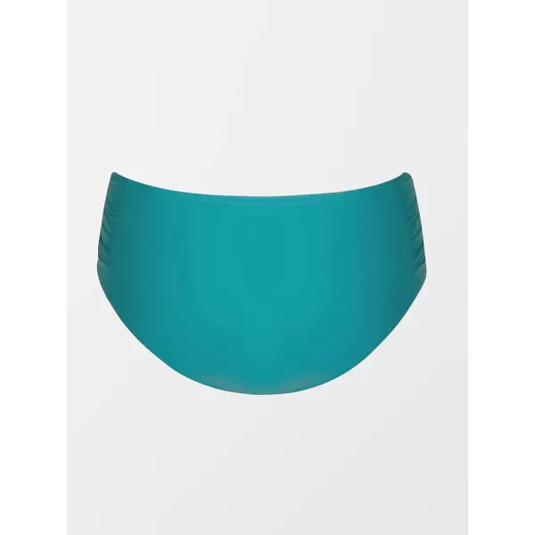 imageCUPSHE Women Swimsuit Plus Size Bikini Bottom High Waisted Ruched Cheeky Simple Bathing SuitTeal