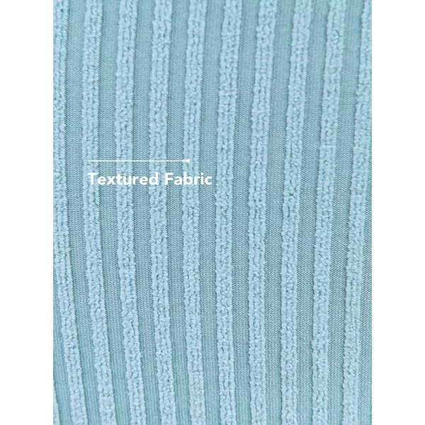 imageCUPSHE Women Swimsuit Plus Size Bikini Top Ribbed Texture Knotted Front Widen Trim with Fixed Wide StrapsLight Blue