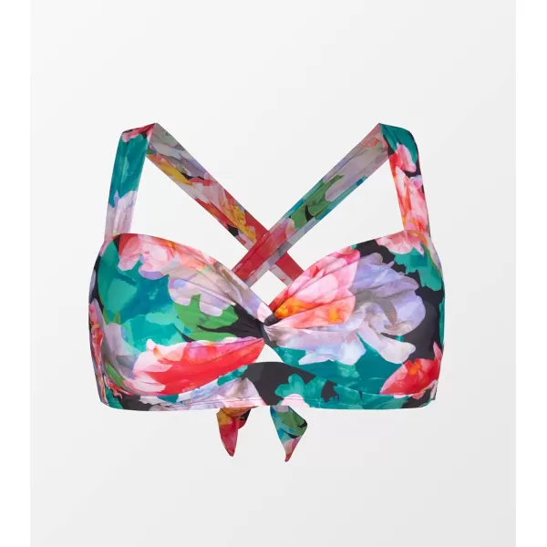 imageCUPSHE Women Swimsuit Plus Size Bikini Top Twist Front Self Tie Cross Back Retro Floral Print No BottomPink  Floral