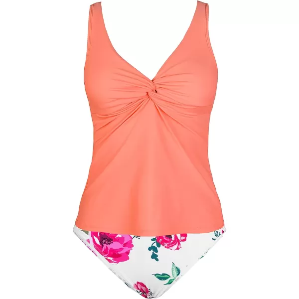 imageCUPSHE Women Tankini Set Two Piece Swimsuit V Neck Drawstring Sides Ruched Wide StrapsPink