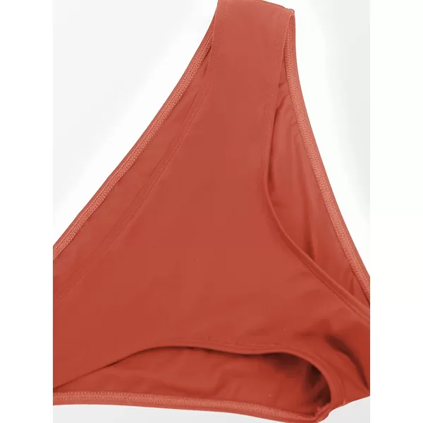 imageCUPSHE Women Tankini Swimsuits V Neck Ruched Tankini Top Cross Back Two Piece Bathing Suit Tummy ControlBrick Red
