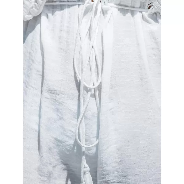 imageCUPSHE Women Tassel Tie CoverUp Mini Dress Short Sleeves Lace Cover Up SummerWhite