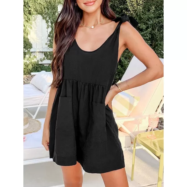 imageCUPSHE Women Tie Strap CoverUp Romper Sleeveless Front Pockets Cover Up SummerBlack