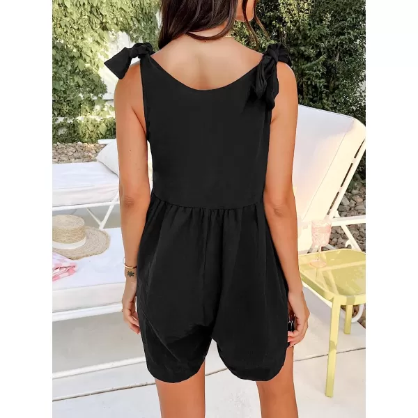 imageCUPSHE Women Tie Strap CoverUp Romper Sleeveless Front Pockets Cover Up SummerBlack