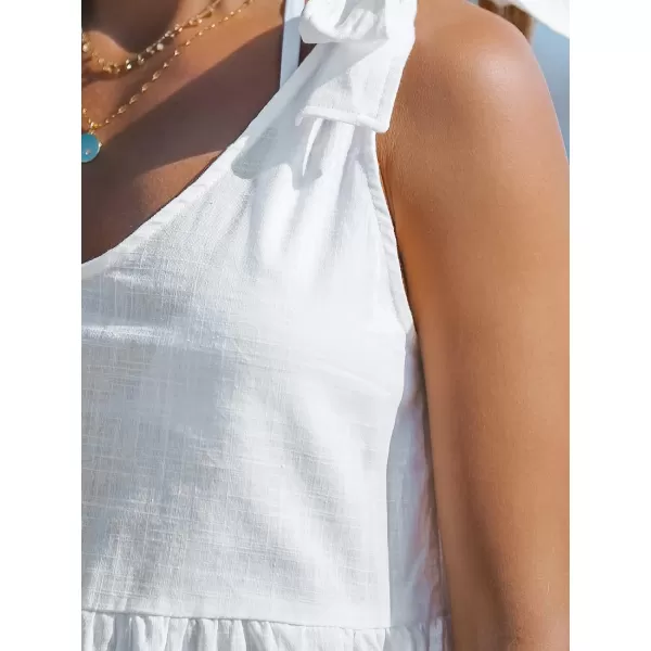 imageCUPSHE Women Tie Strap CoverUp Romper Sleeveless Front Pockets Cover Up SummerWhite
