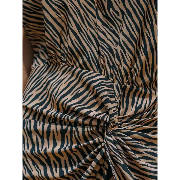 imageCUPSHE Women Tiger Striped Mini CoverUp Dress V Neck Sleeveless Cover Ups Casual Beach SummerBlack