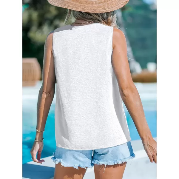 imageCUPSHE Women Tops Button Front Sleeveless Blouse VNeck Shirt Cami Casual Dressy SummerWhite