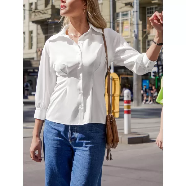 imageCUPSHE Women Tops Collared Front Button Blouse Short Sleeve Shirt Casual DressyWhite