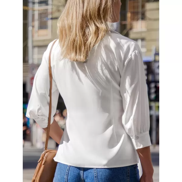 imageCUPSHE Women Tops Collared Front Button Blouse Short Sleeve Shirt Casual DressyWhite