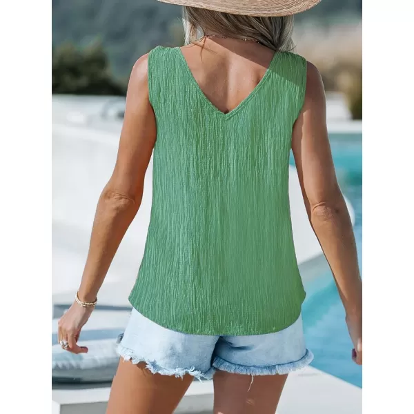 imageCUPSHE Women Tops Colorblock VNeck Cami Sleeveless Tee Knotted Straps Shirt Casual SummerGreen