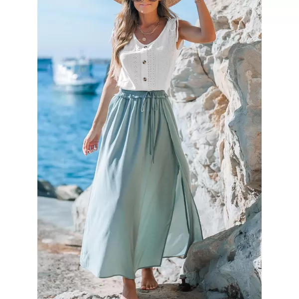 imageCUPSHE Women Tops Eyelet Jersey Tank Sleeveless V Neck Blouse Button Front Shirt Casual SummerWhite