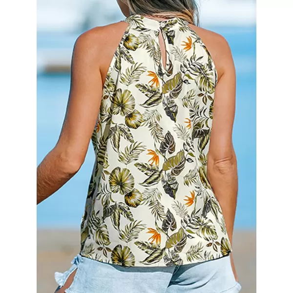 imageCUPSHE Women Tops Floral HighNeck Cami Sleeveless Shirt Casual SummerGreen