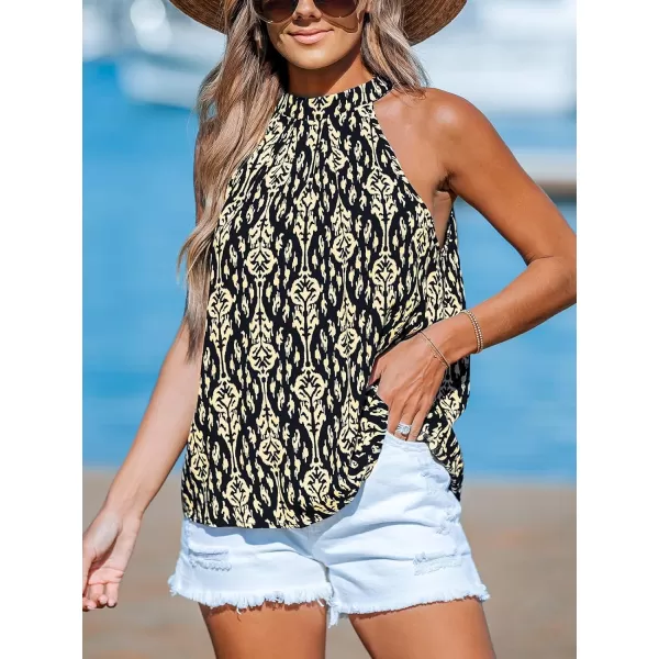 imageCUPSHE Women Tops Flowy Sleeveless Cami High Neck Shirt Mock Neck Tee Casual DressyBlack