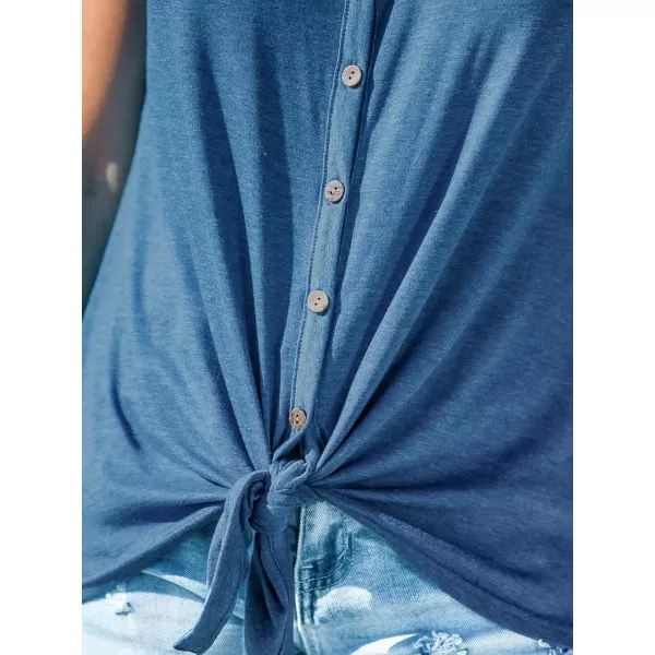 imageCUPSHE Women Tops Front Button Waist Tie Jersey Tank VNeck Shirt Cami Casual SummerBlue