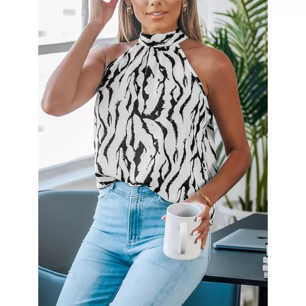 imageCUPSHE Women Tops Halter Neck Sleeveless Tee Shirt Dressy CasualWhite