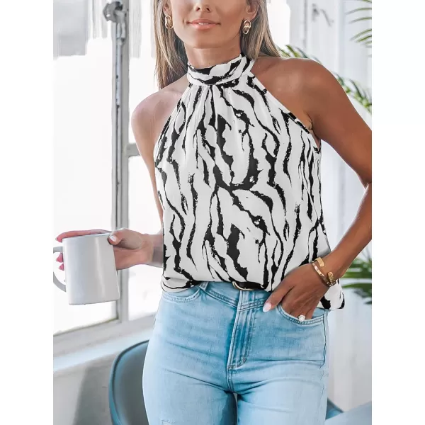 imageCUPSHE Women Tops Halter Neck Sleeveless Tee Shirt Dressy CasualWhite