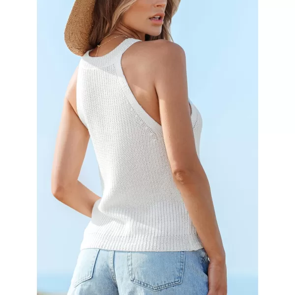 imageCUPSHE Women Tops High Neck Sleeveless Ribbed Tee Mock Neck Shirt Casual DressyWhite