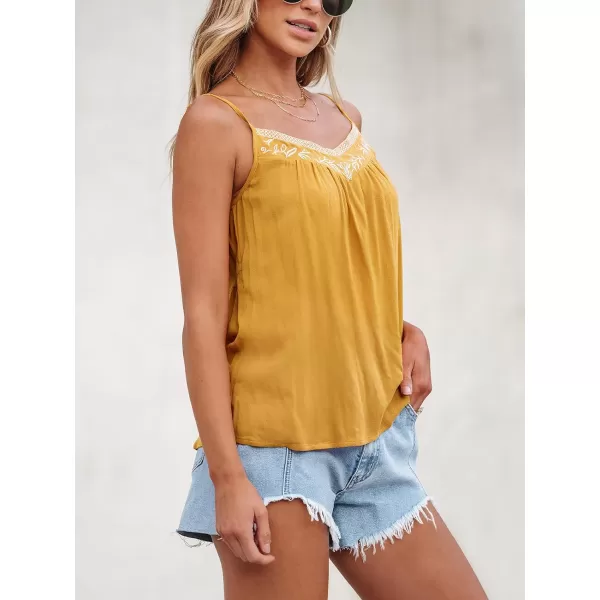 imageCUPSHE Women Tops Mustard Sleeveless Tee V Neck Shirt Casual SummerYellow