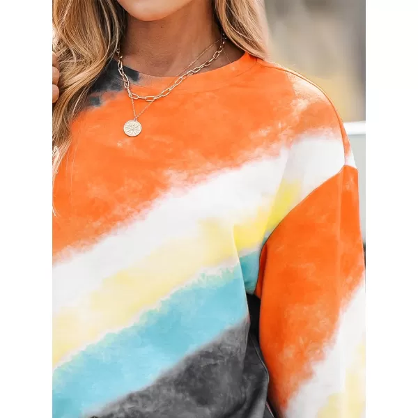 imageCUPSHE Women Tops Ombre TieDye Wash Pullover Crew Neck Long Sleeves ShirtsOrange