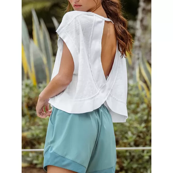 imageCUPSHE Women Tops Round Neck Dolman Short Sleeve Basic Tee Shirt Solid Casual Dressy SummerWhite