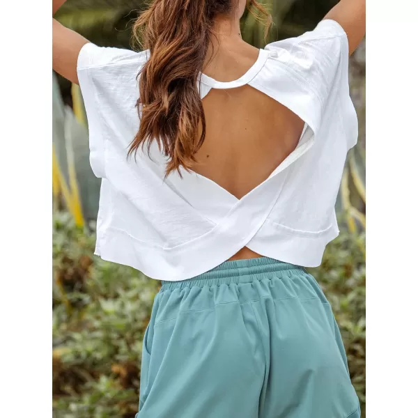 imageCUPSHE Women Tops Round Neck Dolman Short Sleeve Basic Tee Shirt Solid Casual Dressy SummerWhite