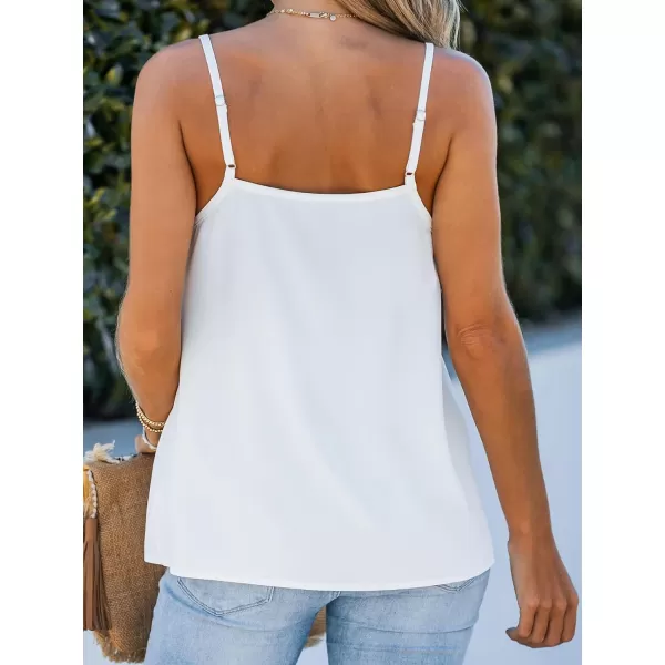 imageCUPSHE Women Tops Scalloped VNeck Cami Sleeveless Shirt Solid Tee Casual DressyWhite