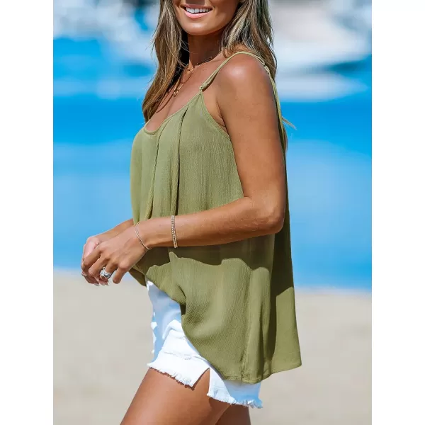 imageCUPSHE Women Tops Scoop Neck Cami Sleeveless Tank Loose Tee Solid Shirt Casual SummerGreen