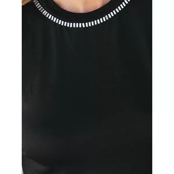 imageCUPSHE Women Tops Sequin Trim Fitted Tank Top Sleeveless Shirt Solid Tee Casual DressyBlack