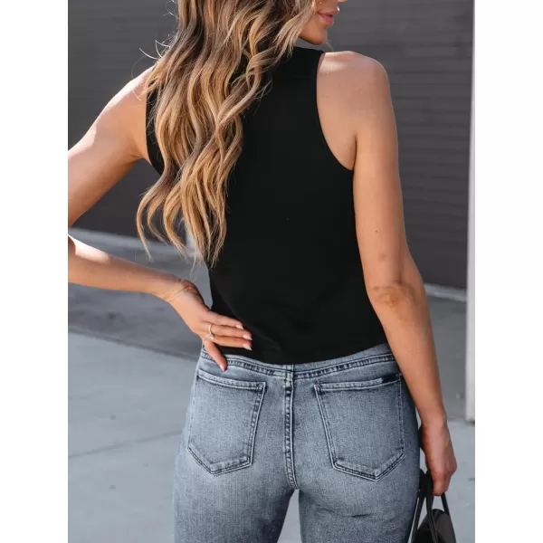 imageCUPSHE Women Tops Sequin Trim Fitted Tank Top Sleeveless Shirt Solid Tee Casual DressyBlack