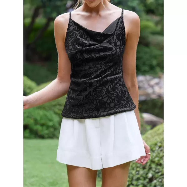 imageCUPSHE Women Tops Sequin V Neck Cami Sleeveless Tee Shirt Dressy CasualBlack