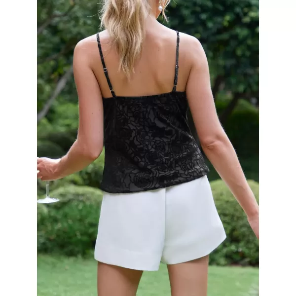 imageCUPSHE Women Tops Sequin V Neck Cami Sleeveless Tee Shirt Dressy CasualBlack