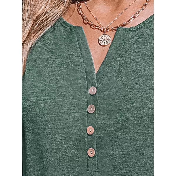 imageCUPSHE Women Tops Short Sleeve Tee V Neck Button Front Shirt Casual SummerGreen