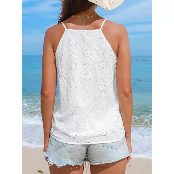 imageCUPSHE Women Tops Sleeveless VNeck Lace Cami Blouses Lace Cutout Shirt Casual DressyWhite