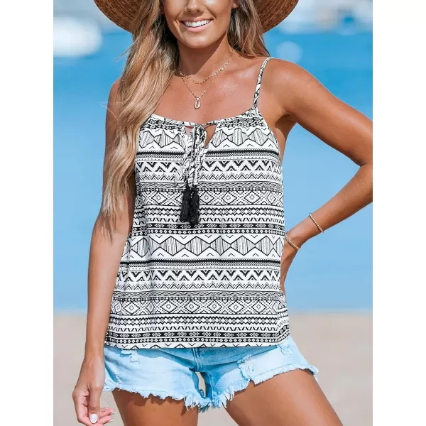 imageCUPSHE Women Tops Tassel Ruched Cami Sleeveless Tee Square Neck Shirt Casual SummerBlack