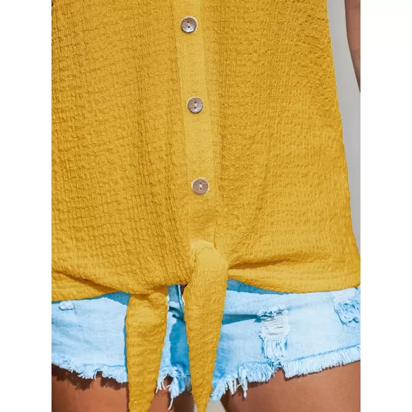 imageCUPSHE Women Tops VNeck Front Tie Cami Tank Sleeveless Button Front Shirt Casual SummerYellow
