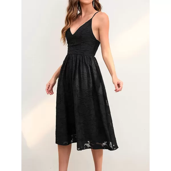 imageCUPSHE Women V Neck Backless Elastic Waist Maxi Slip Dress with Split SideBlack