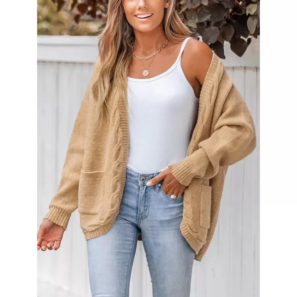 imageCUPSHE Women V Neck Brown Cardigans Knit Sweater Casual Tops Long SleevesBrown