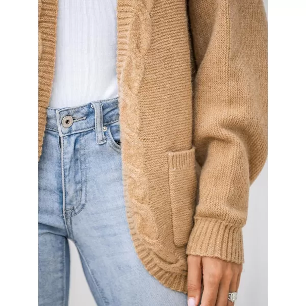 imageCUPSHE Women V Neck Brown Cardigans Knit Sweater Casual Tops Long SleevesBrown