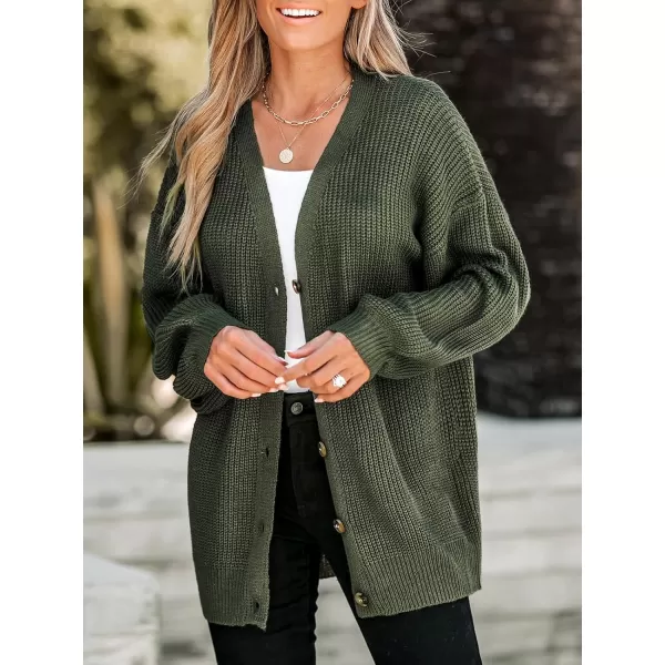 imageCUPSHE Women V Neck Cardigan Sweater Knit Casual with Long SleevesOlive