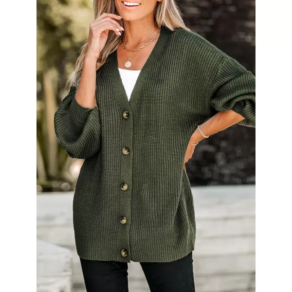 imageCUPSHE Women V Neck Cardigan Sweater Knit Casual with Long SleevesOlive