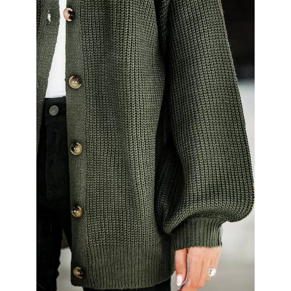 imageCUPSHE Women V Neck Cardigan Sweater Knit Casual with Long SleevesOlive