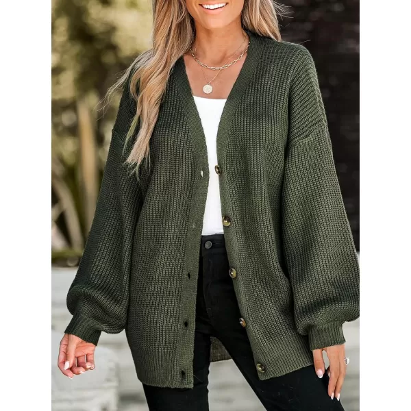 imageCUPSHE Women V Neck Cardigan Sweater Knit Casual with Long SleevesOlive