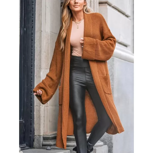 imageCUPSHE Women V Neck Long Cardigans Knit Sweater Casual Tops Long SleevesBrown
