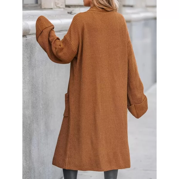 imageCUPSHE Women V Neck Long Cardigans Knit Sweater Casual Tops Long SleevesBrown