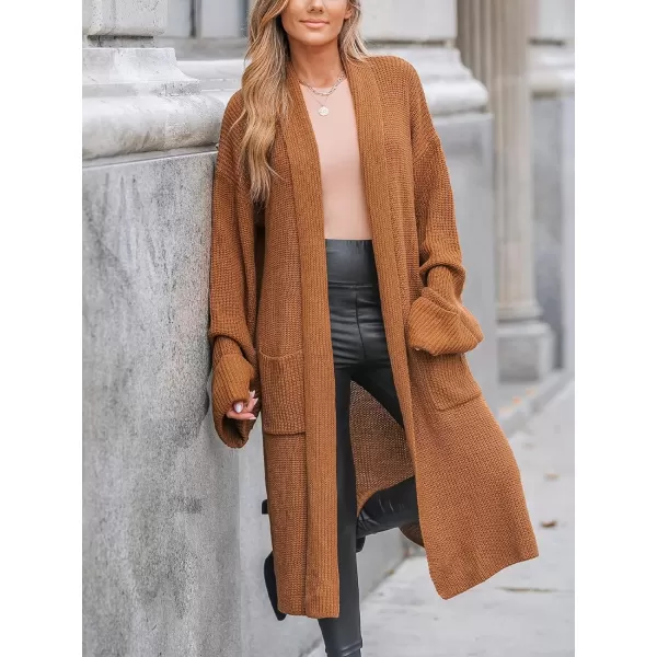 imageCUPSHE Women V Neck Long Cardigans Knit Sweater Casual Tops Long SleevesBrown