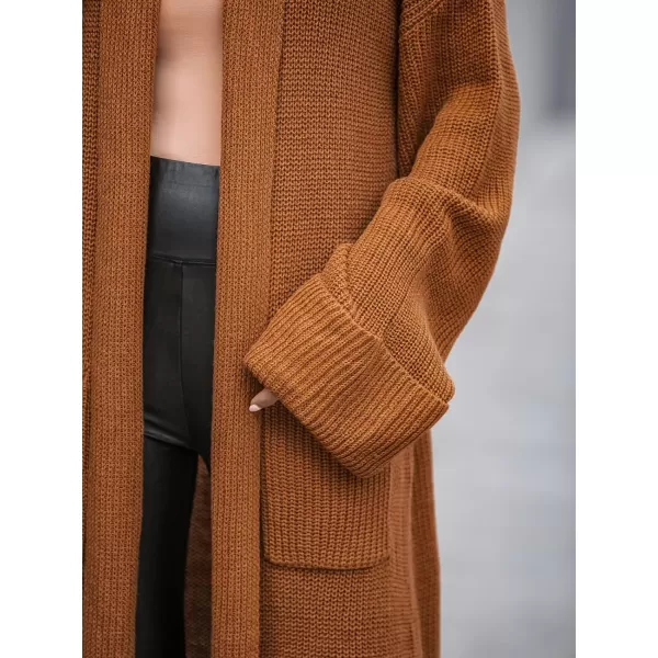 imageCUPSHE Women V Neck Long Cardigans Knit Sweater Casual Tops Long SleevesBrown